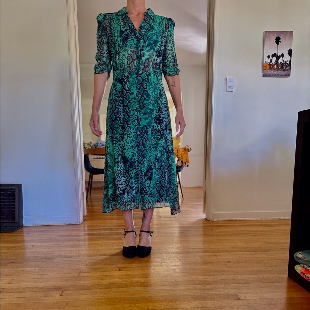 ba&sh green Snake Print maxi Dress